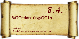 Bárdos Angéla névjegykártya